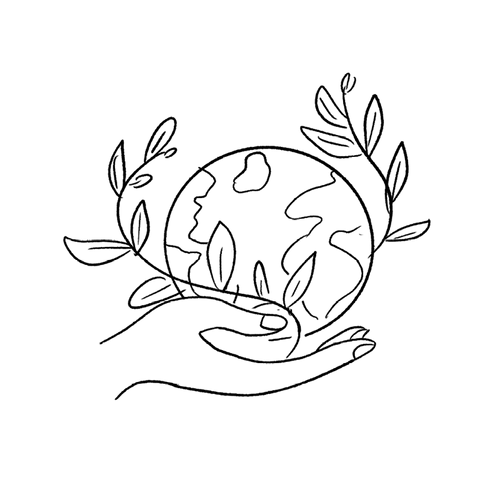 Icon of earth with laurels in hand