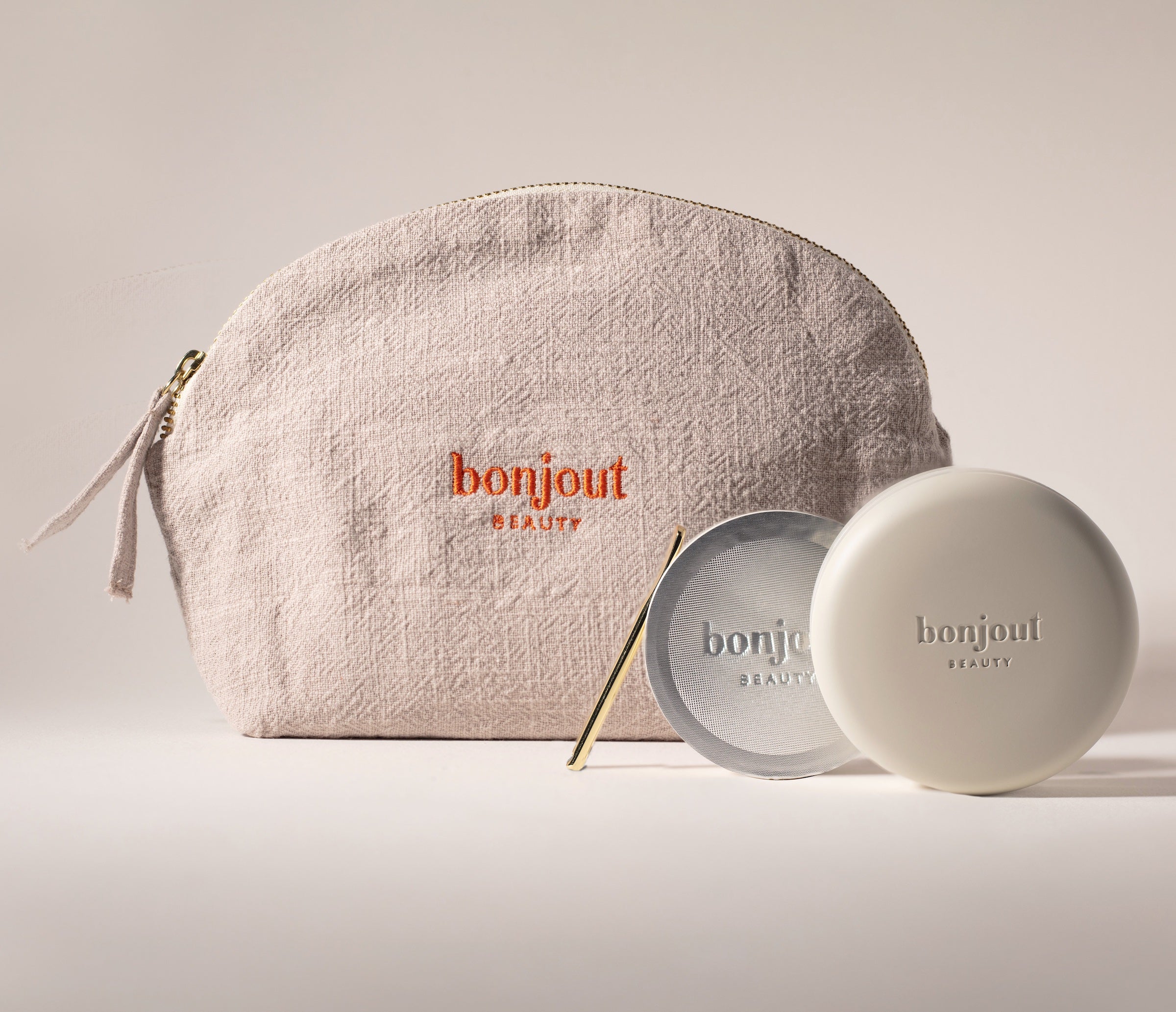 Bonjout Beauty's Le Balm Voyage including Le Balm Product, 1 Refill, 1 Tool for Refill, Golden Spatula and Branded Linen Bag