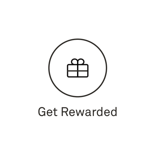 Icon of wrapped present with the text