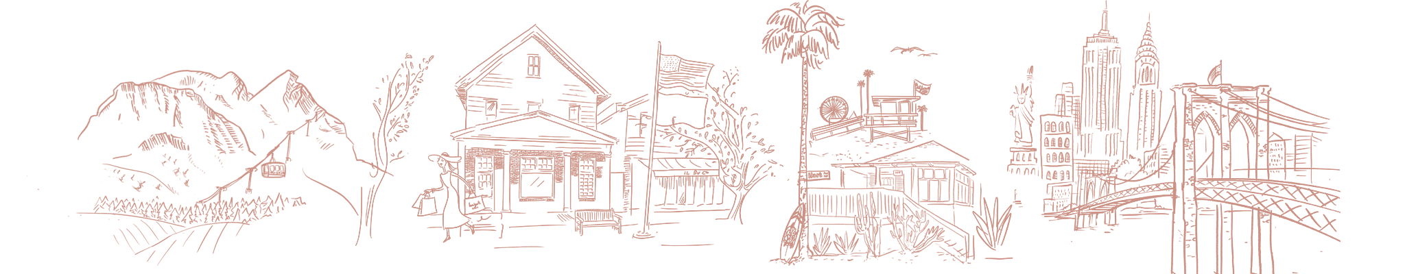 Illustrations of amercan iconic cities