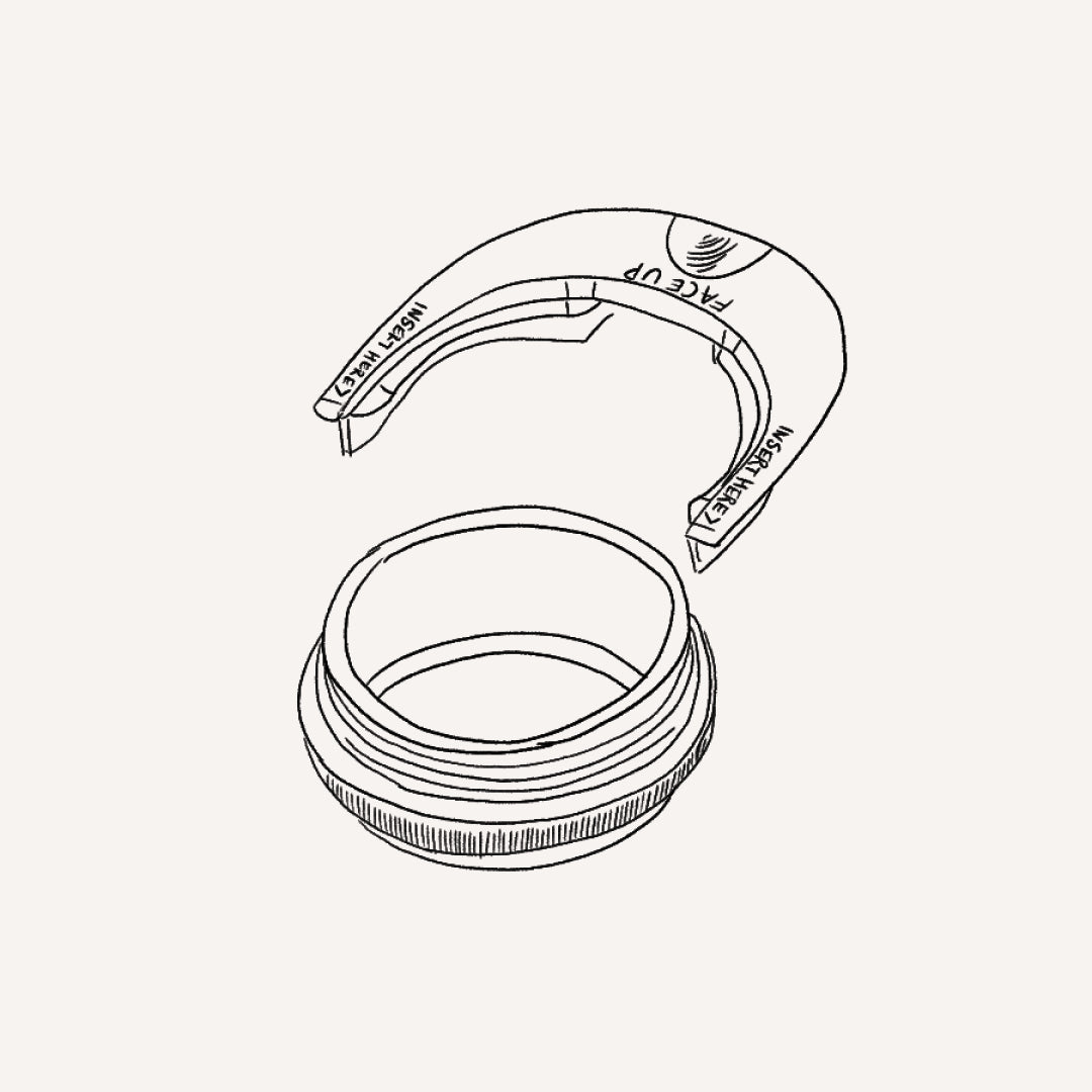 Drawn image of how to use Bonjout Beauty&#39;s Le Balm refill tool